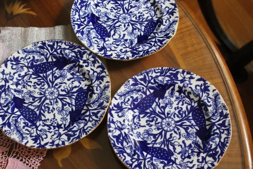 Royal Crown Derby Blue Peacock Plates, Set of 3