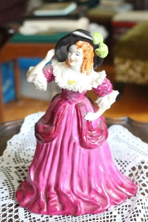 Porcelain Lady Figurine in Pink Gown Amber