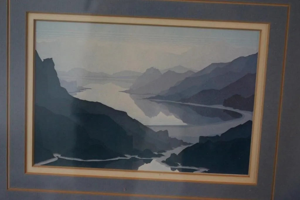 Original Framed Mountain Lake Landscape