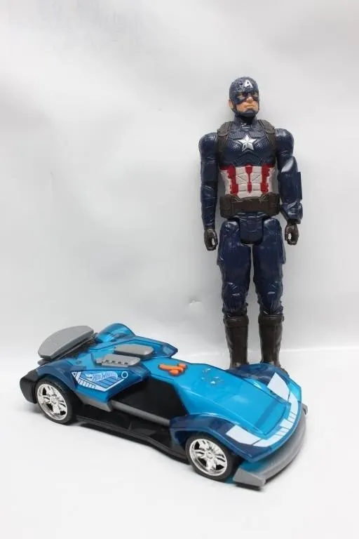 Captain America Figure and Hot Wheels Sports Car