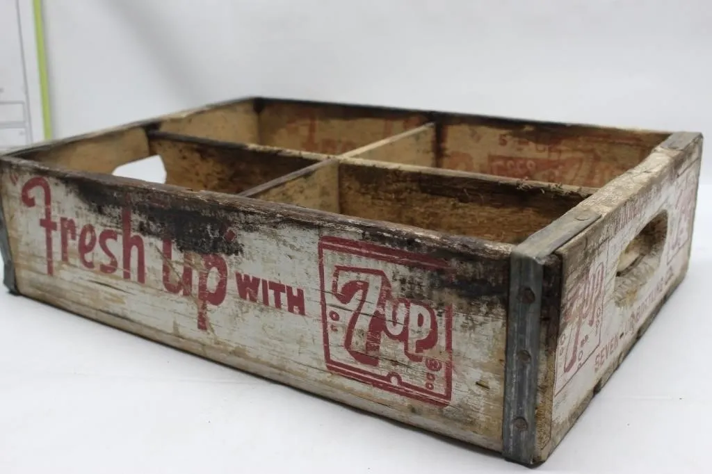 Vintage 7up Fresh Up Wooden Bottle Crate