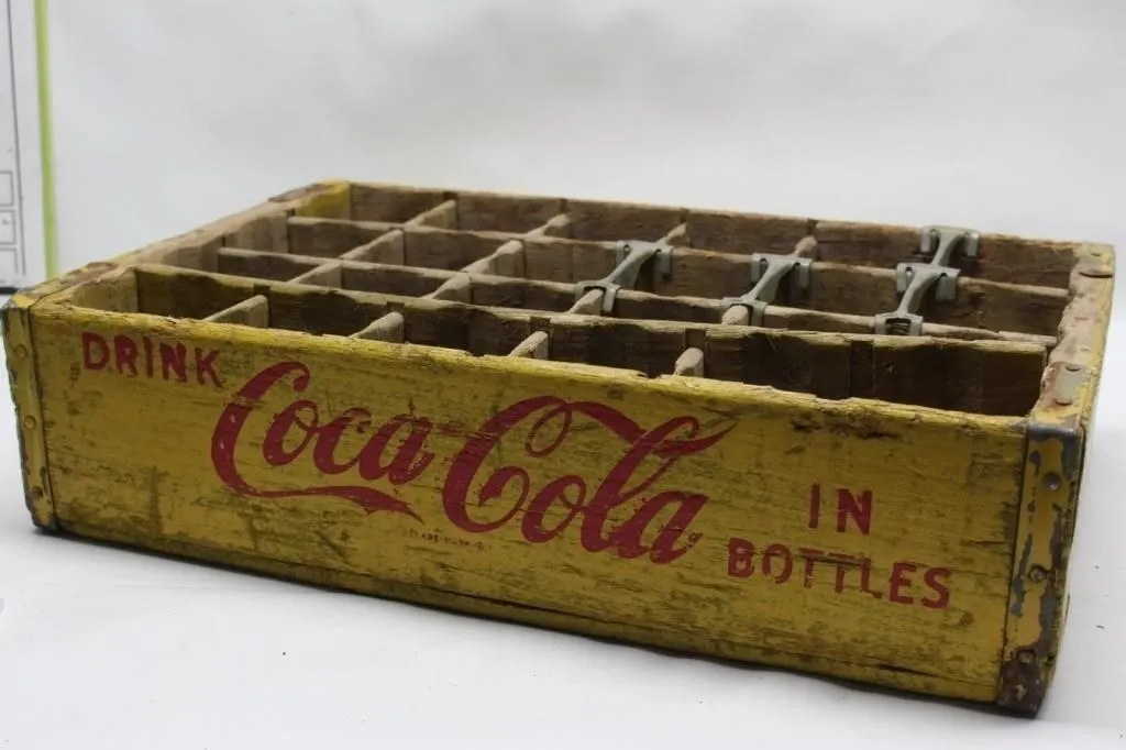 Yellow Coca-Cola Wooden Bottle Crate