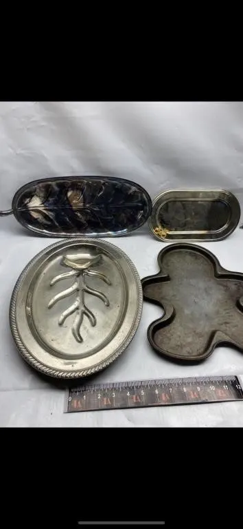 Silver-Plate Serving Trays and Metal Gingerbread