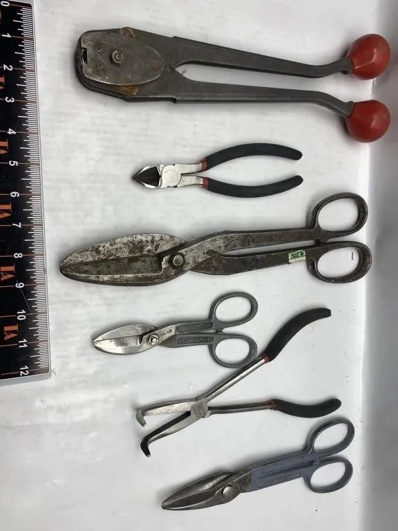 Vintage Tinner's Snips, Shears & Pliers Tool Lot