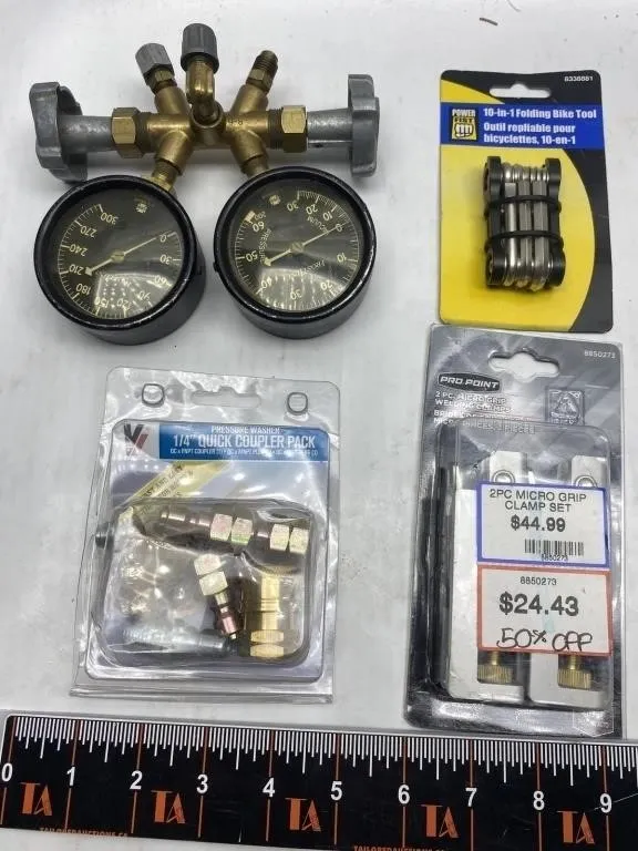 Pressure Gauges, Quick Couplers, Bike Tool & Clamp