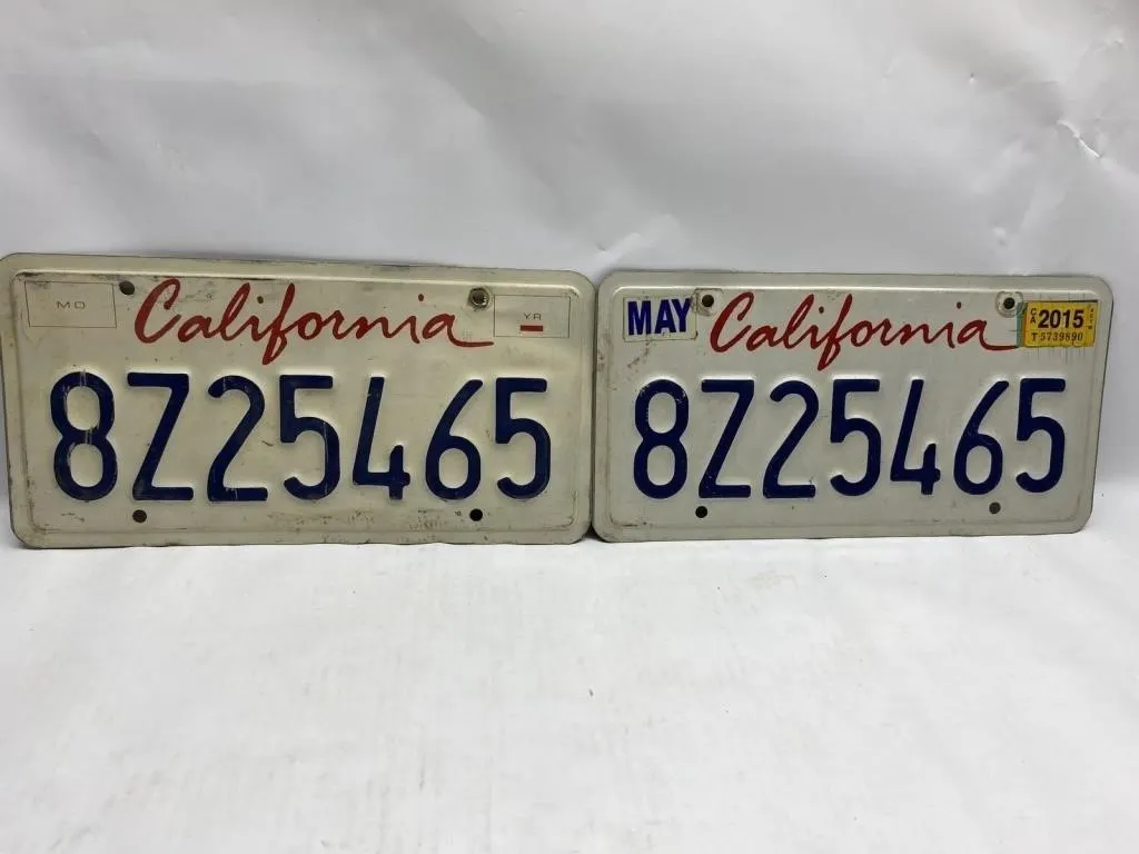 Pair of California License Plates 8Z25465