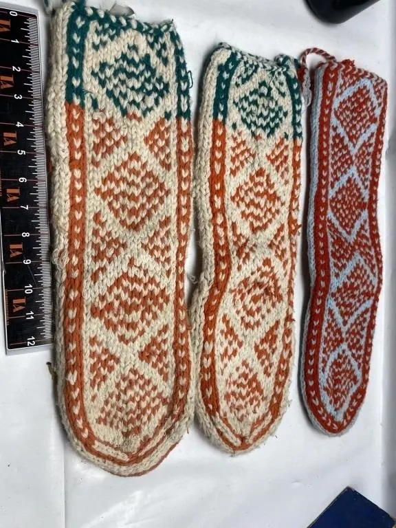 Hand-Knit Wool Socks with Suede Soles, Set of 3