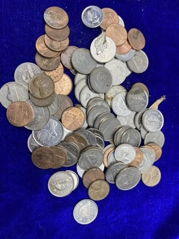 Mixed Lot of World Coins - Canada & US Cents