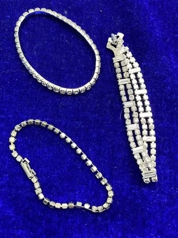 Three Rhinestone Tennis Bracelets