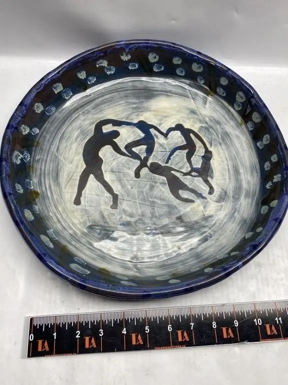 Studio Pottery Bowl with Dancing Figures Design
