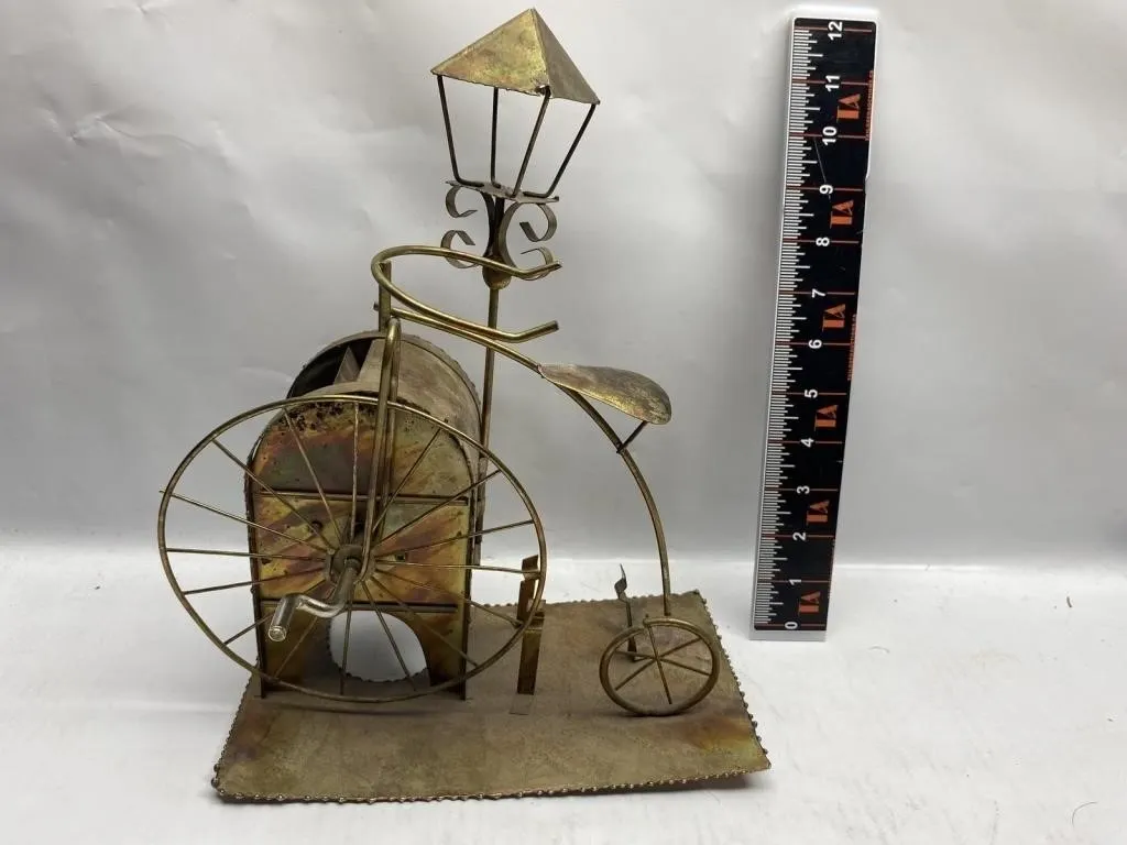 Brass Penny-Farthing Bicycle with Lamppost