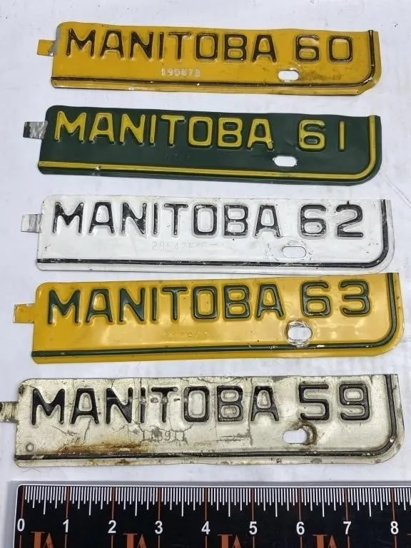 Set of 5 Manitoba License Plate Toppers 1959-1963