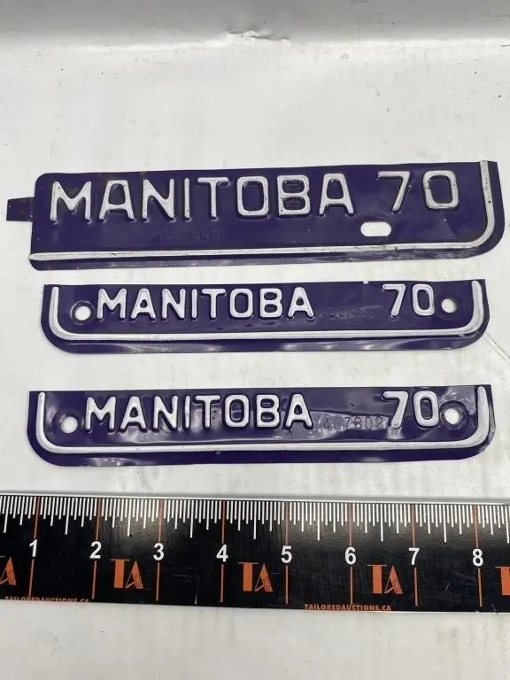Manitoba 1970 License Plate Toppers, Set of 3