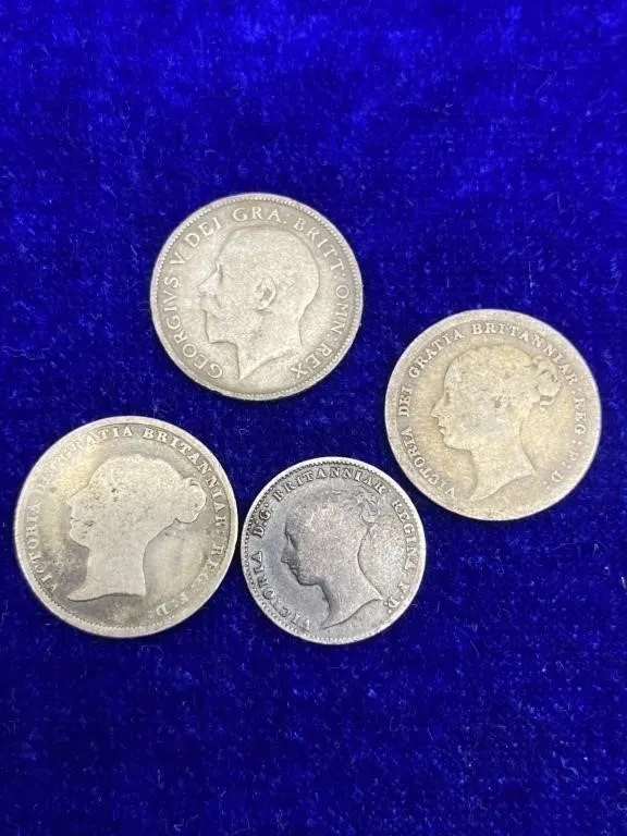 British Silver Sixpence & Fourpence Coin Lot