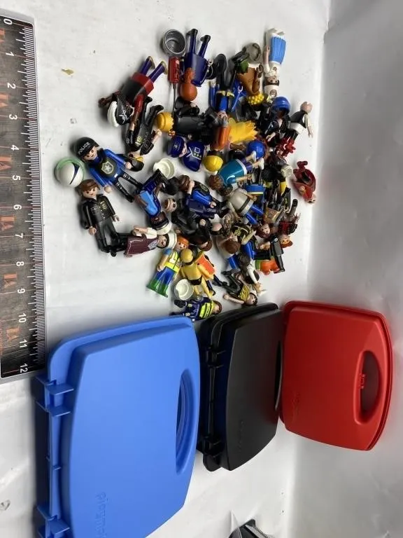 Playmobil Figures Lot with Storage Cases