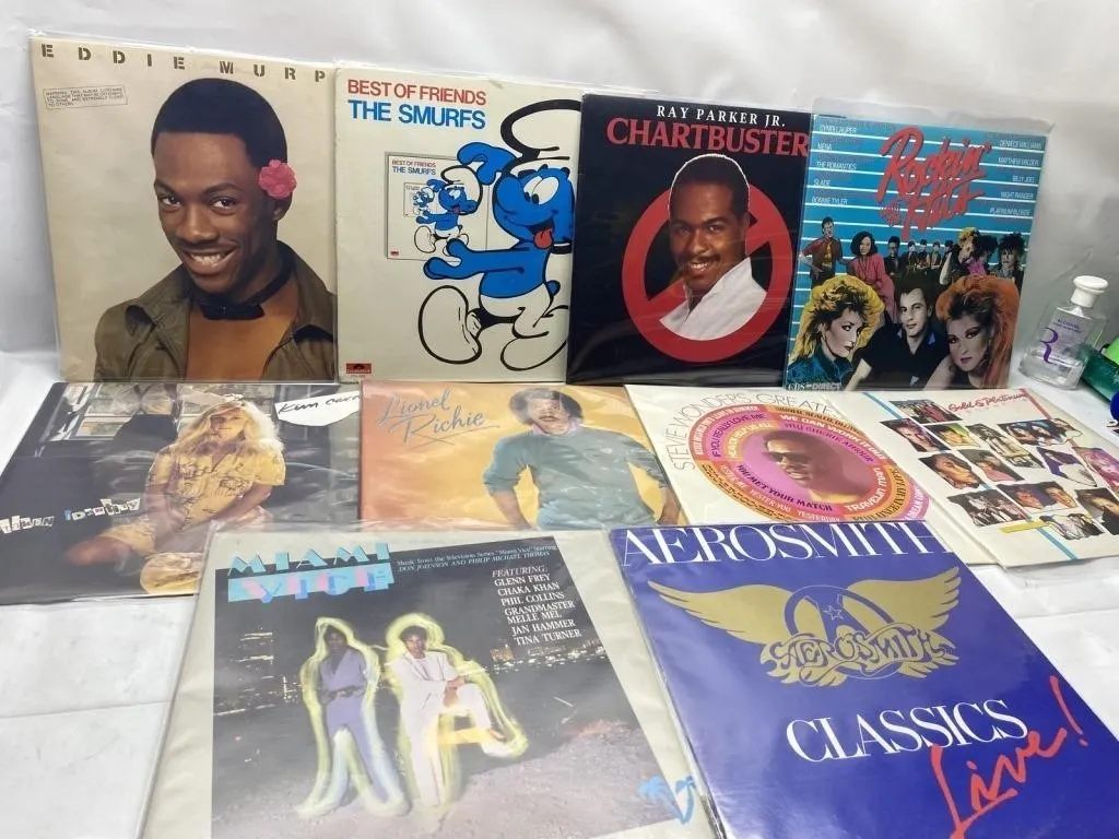 Vinyl Record Lot - Eddie Murphy, Smurfs, Aerosmith