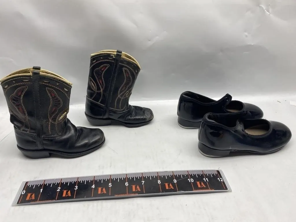 Child's Cowboy Boots and Capezio Tap Shoes