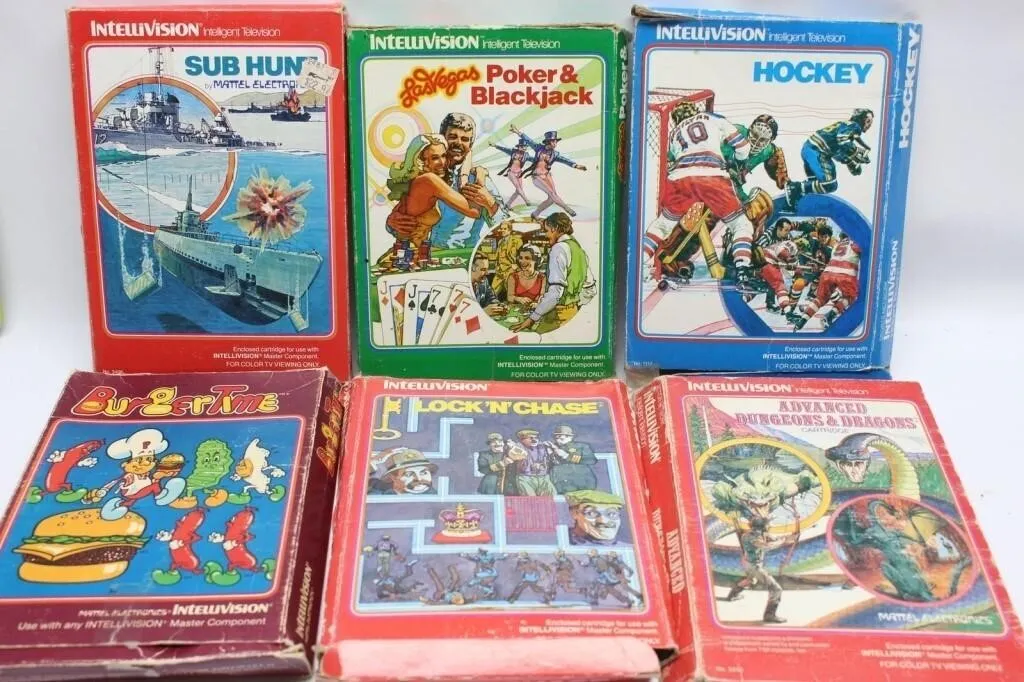 Intellivision Game Lot: Sub Hunt, Poker, Hockey &