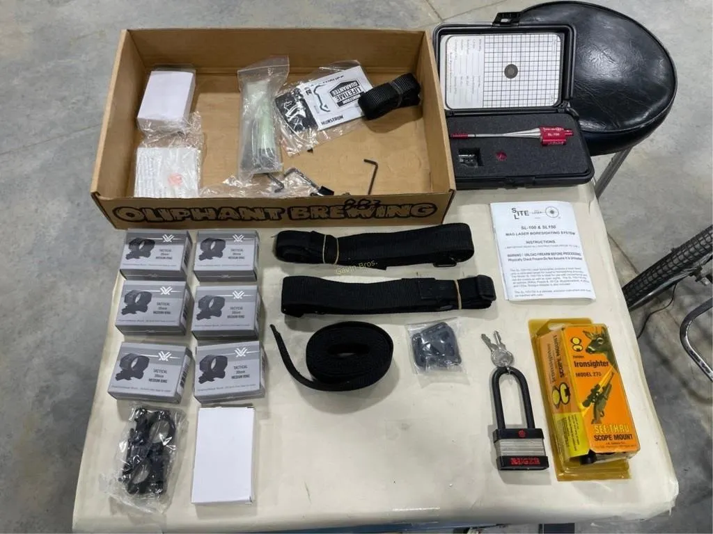 Mag Laser Bore sight system; scope rings, etc