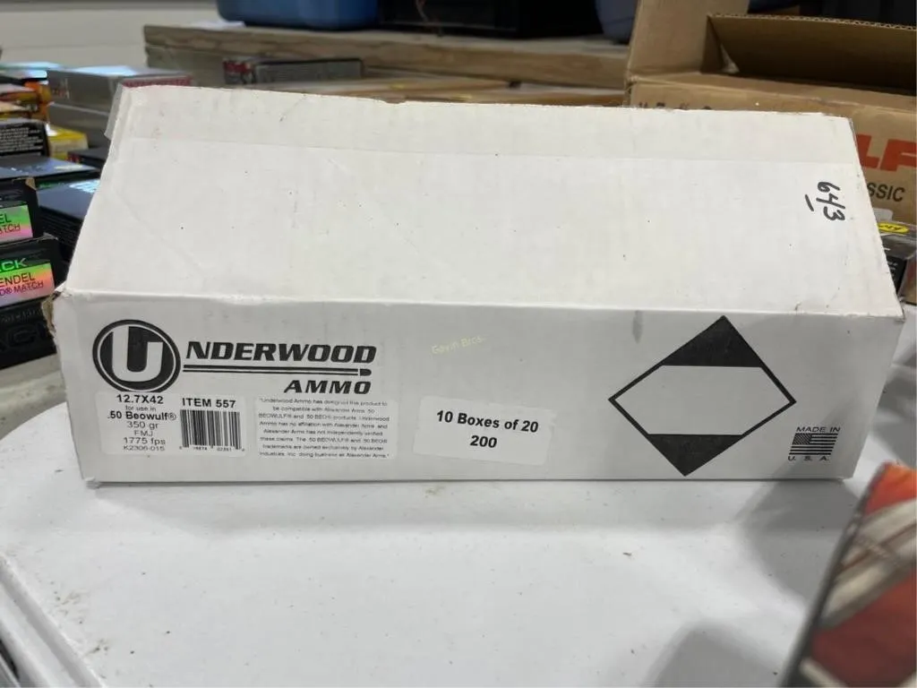 200-Rds Underwood 12.7X42. .50 Beowulf