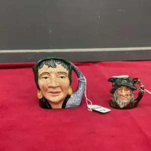 (2) SMALL ROYAL DOULTON TOBY MUGS - “THE FORTUNE TELLER” & “RIP VAN WINKLE”