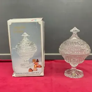 VINTAGE MONTPELLIER PEDESTAL CRYSTAL CANDY DISH W/ LID