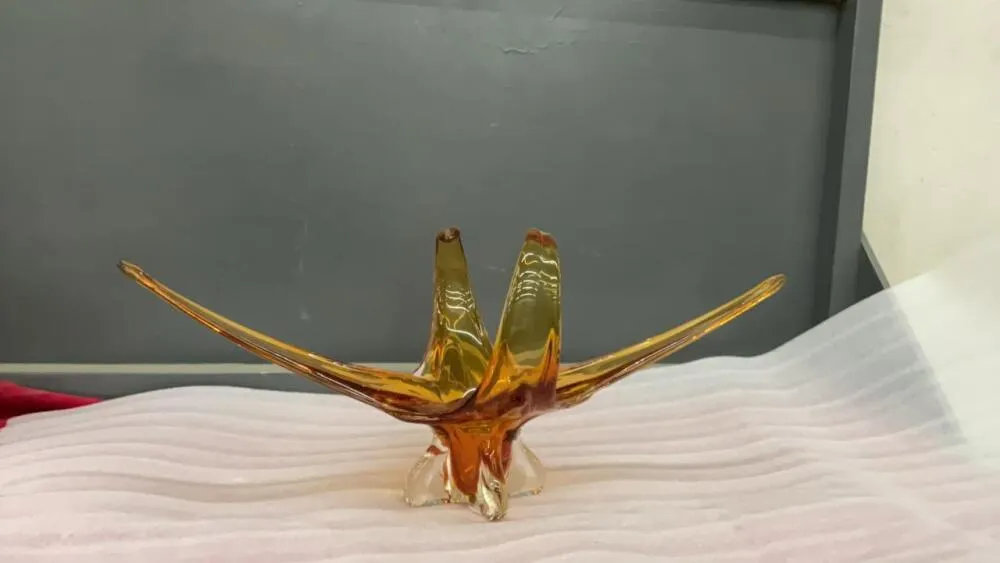 AMBER HEAVY GLASS DECOR PIECE