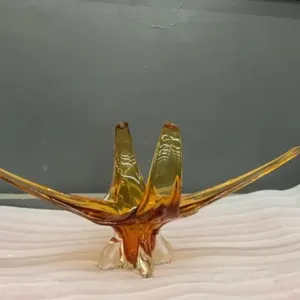AMBER HEAVY GLASS DECOR PIECE