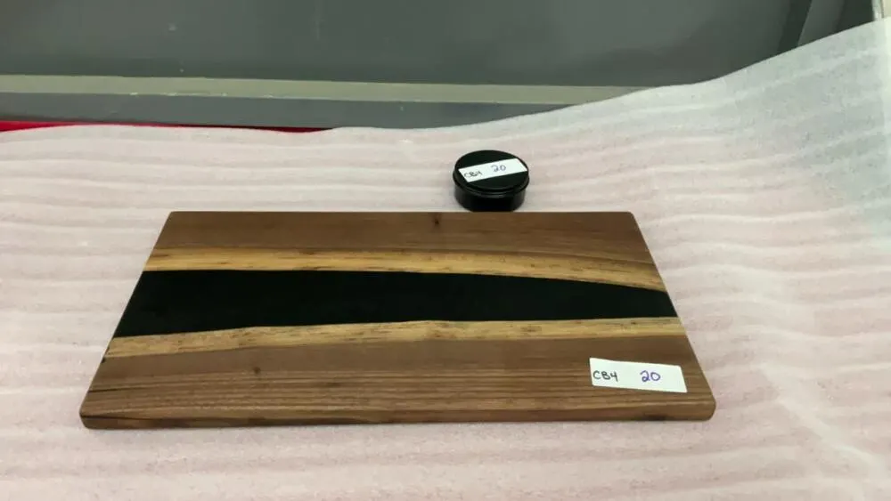 WALNUT W/ EPOXY CHARCUTERIE BOARD W/ TIN OF BOARD BUTTER