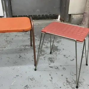 (2). VINTAGE MISMATCHED STACKING STOOLS