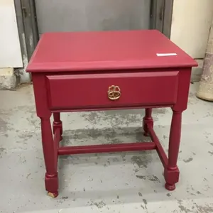 RED PAINTED SIDE TABLE W/ DRAWER