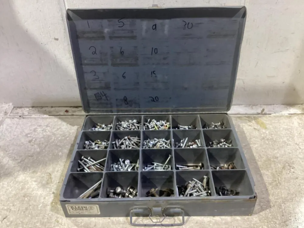 TOOL BOX OF ASSORTED SCREWS