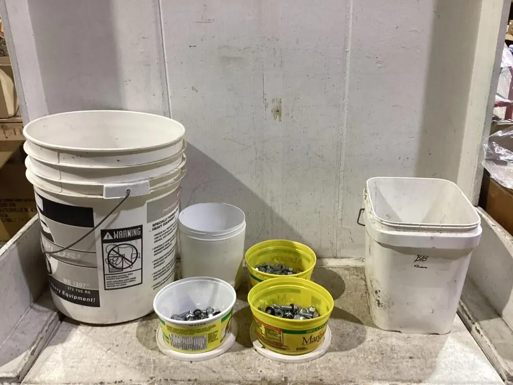 SHOP PAILS W/ NUTS, BOLTS & MISCELLANEOUS