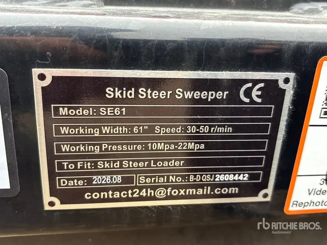2026 GIYI GY-SE61 61 in Skid Steer Broom (Unused)