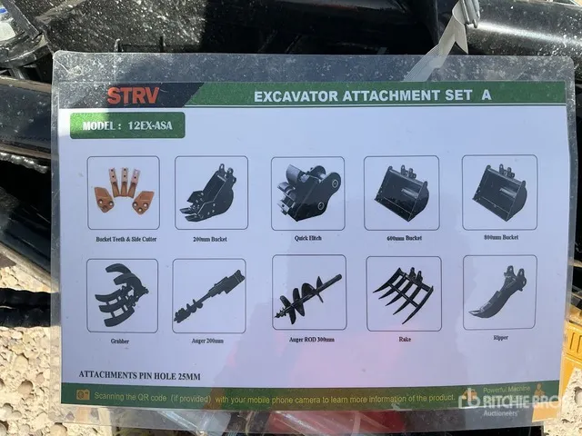 Quantity of (10) 2026 STARVOX 12EX-ASA Excavator Attachments (Unused)
