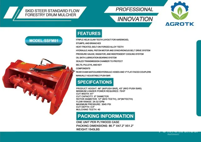 2026 AGT SSFM81 81 in Skid Steer Mulcher (Unused)