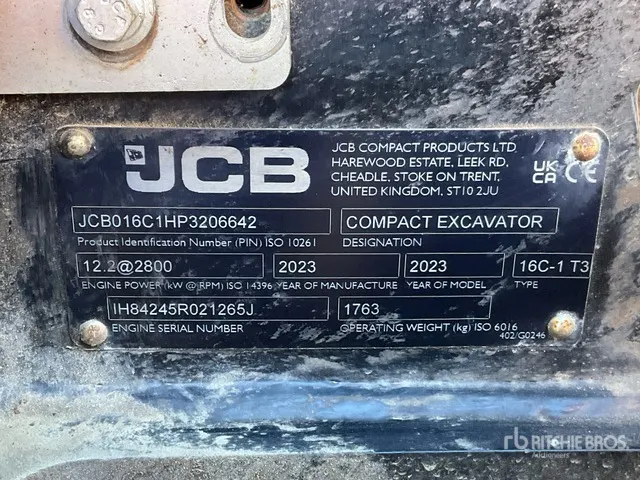 2023 JCB 16C-1 Mini Excavator