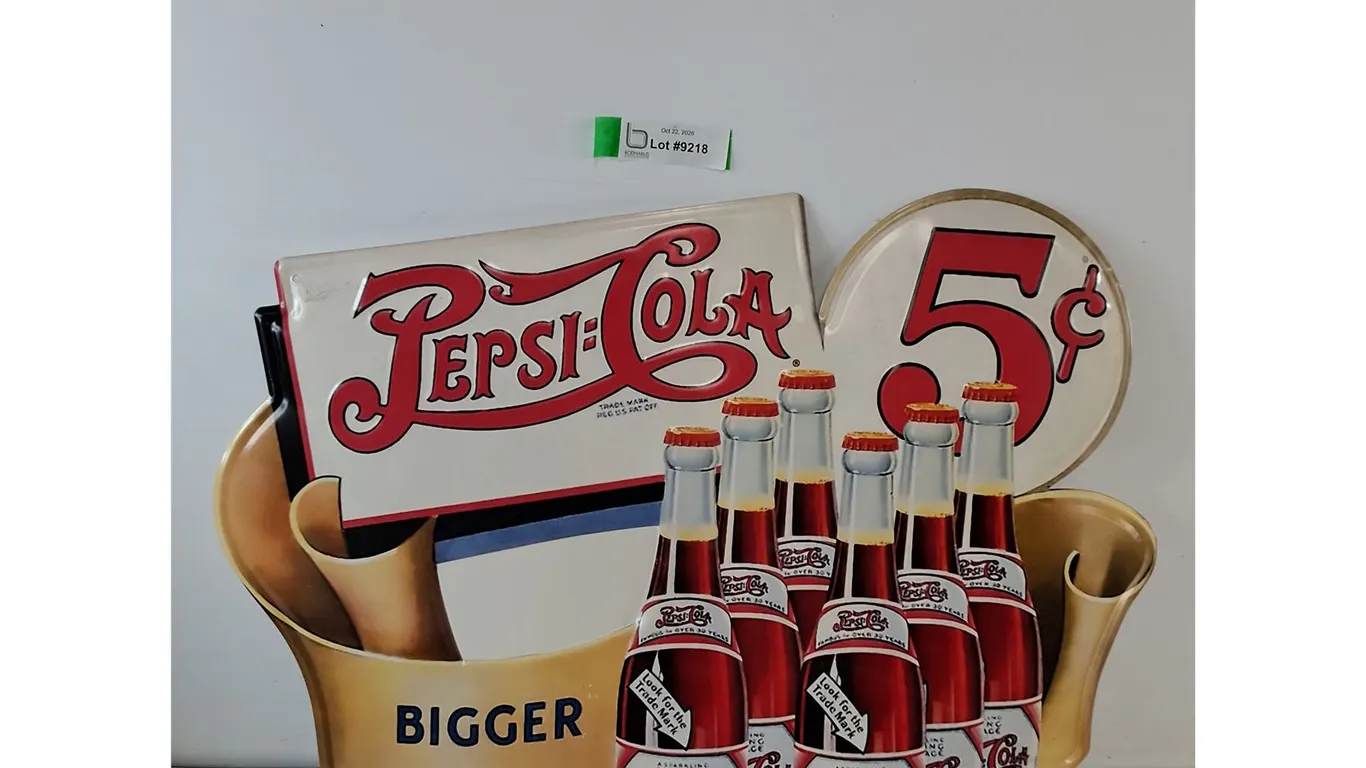 Pepsi-Cola Bigger Better 5 Cents Sign