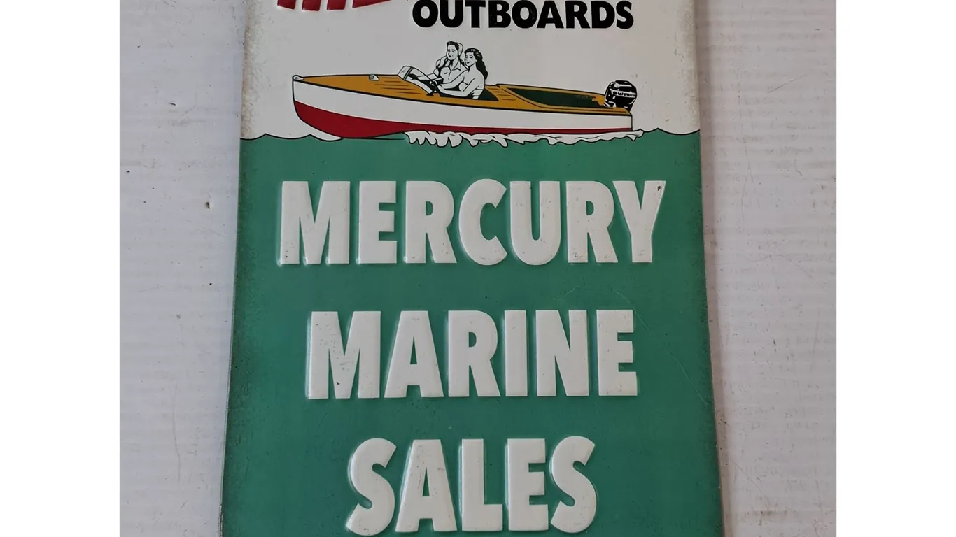 Kiekhaefer Mercury Outboards Marine Sales Metal Sign 6" x 9 3/4"