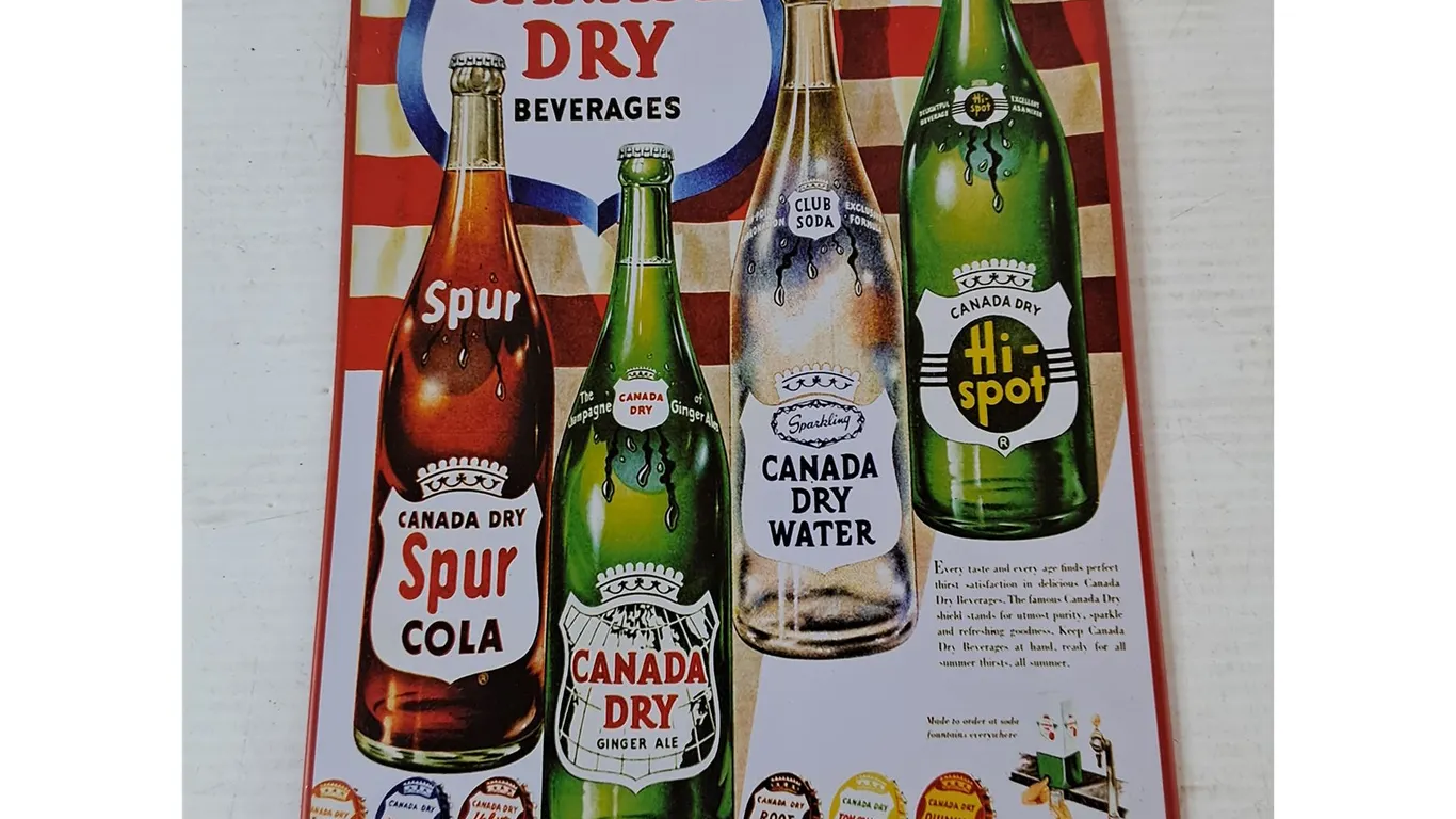 Refreshments for US Canada Dry Metal Wall Poster, 7 3/4" x 11 3/4"