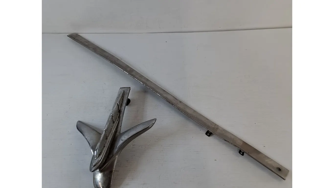 1948 - 1949 Plymouth Car Hood Ornament and Long Metal Trim Piece
