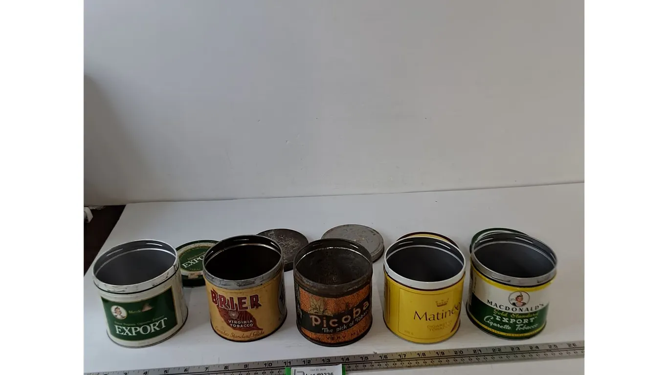 (5) Metal Tobacco Canisters As-Is