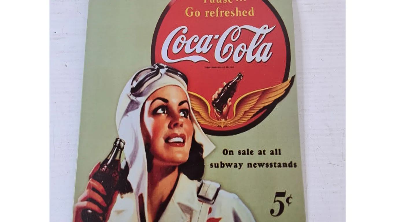 Coca-Cola Sends Thirst Flying Metal Wall Sign 8" x 11 3/4"