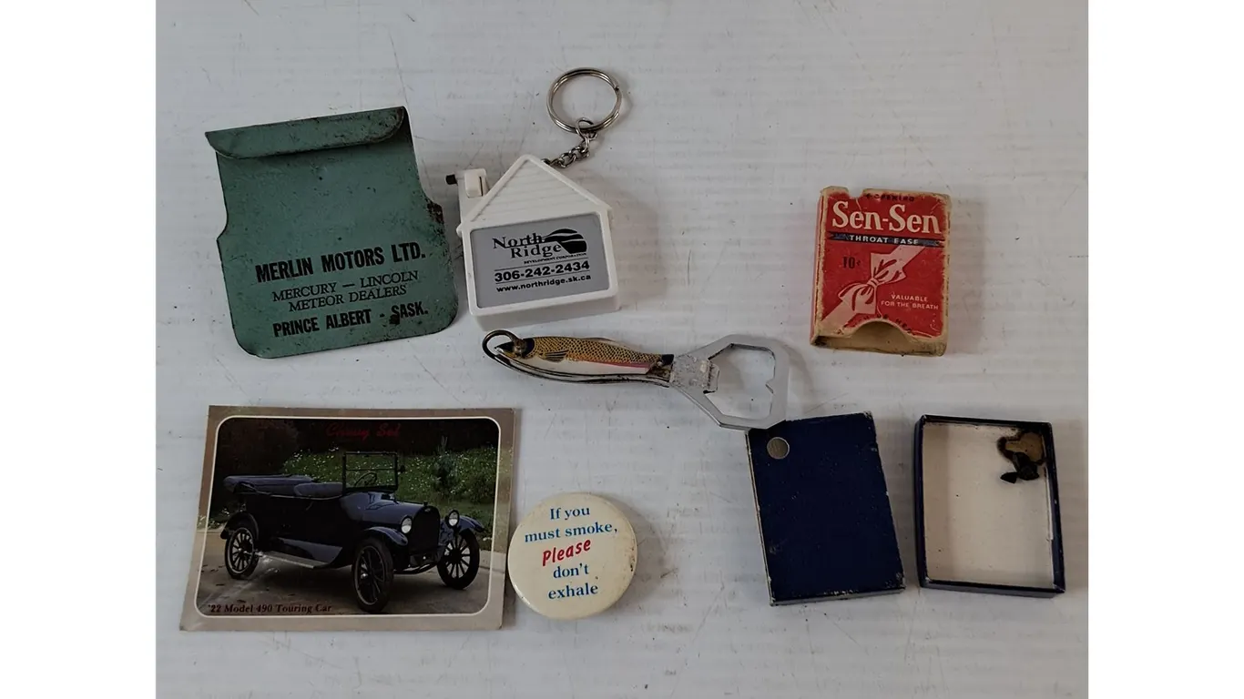 Northridge Mini Measuring Tape, Smoking Pin, Throat Easer Box, Fish Bottle Opener and Knife