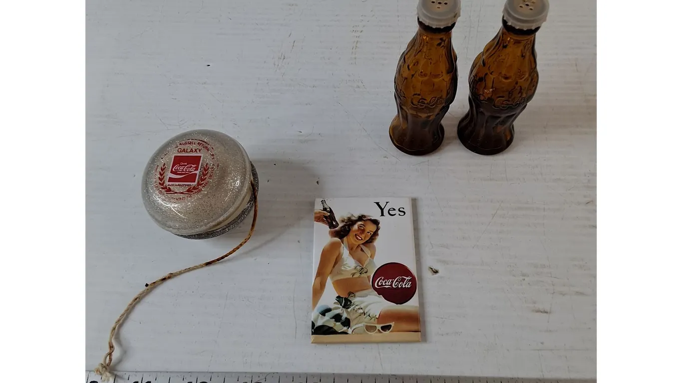 Coca-Cola Salt & Pepper Shakers, Yoyo, and Magnet