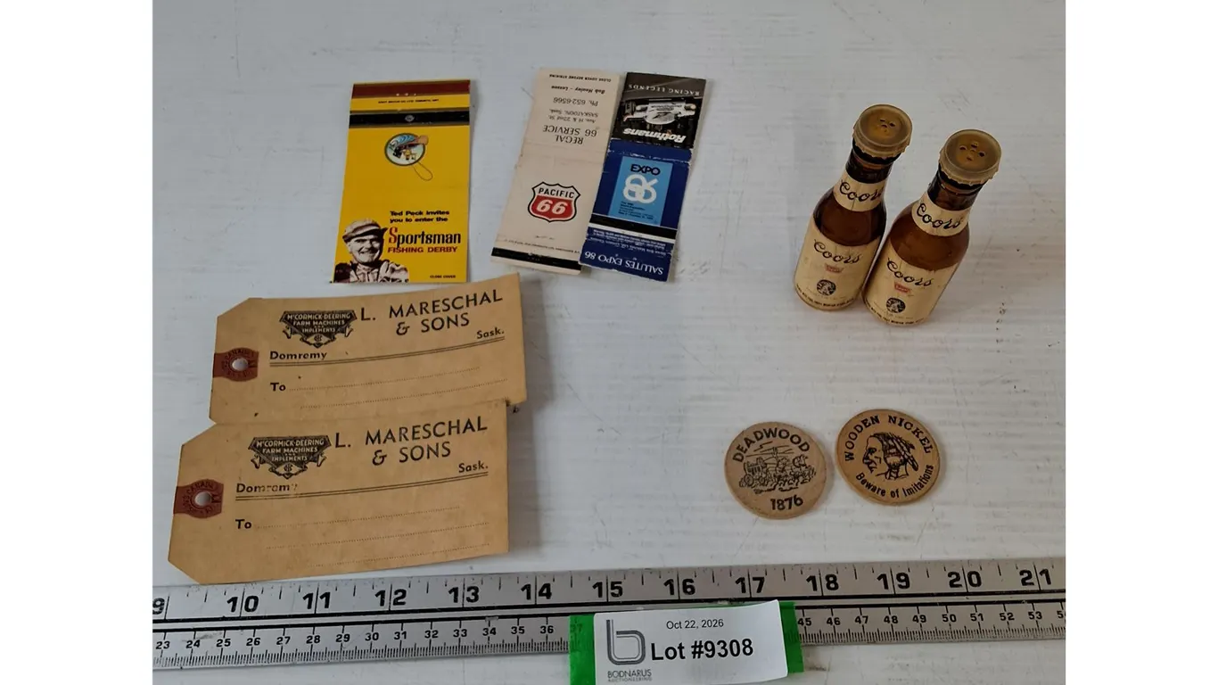 (3) Matchbook Covers, Doors Salt & Pepper Shakers Wooden Nickels
