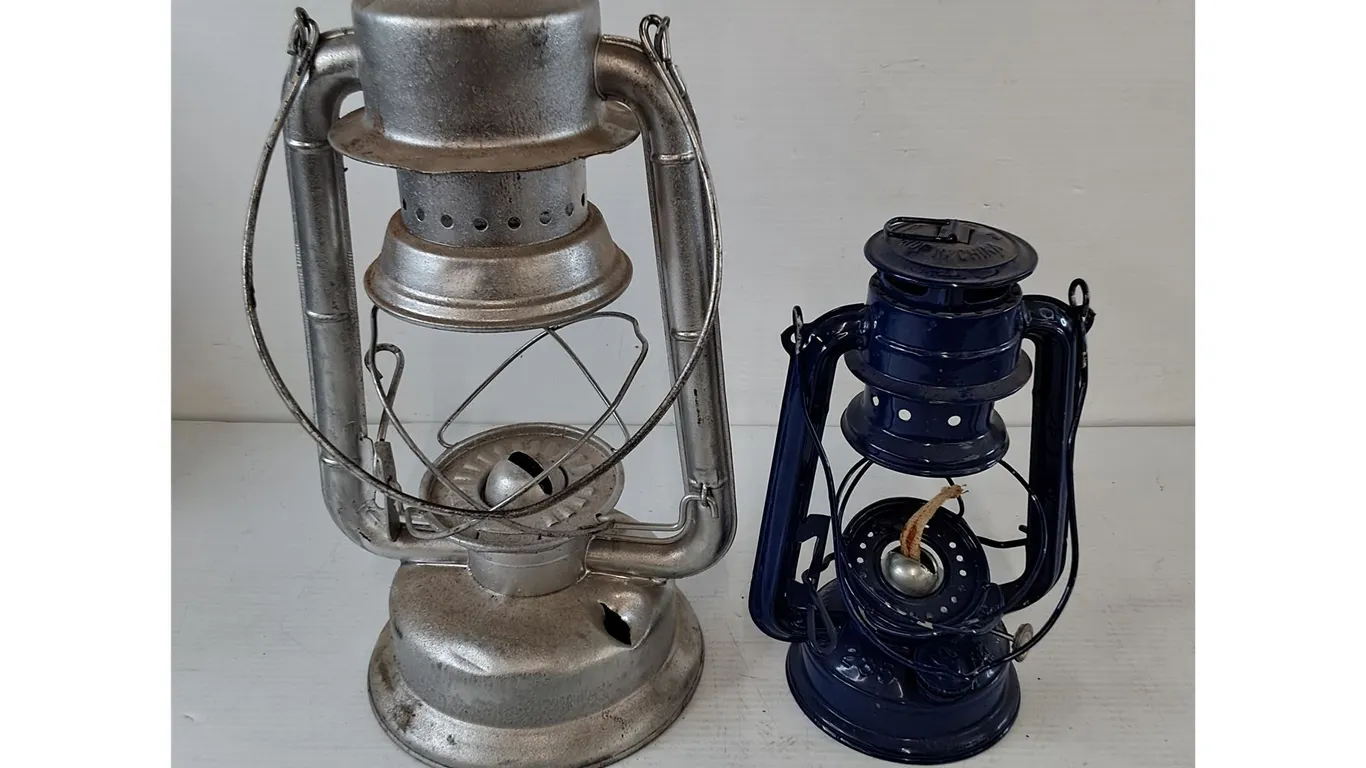 Blue and Silver Oil/Kerosene Lanterns No Glass As-Is
