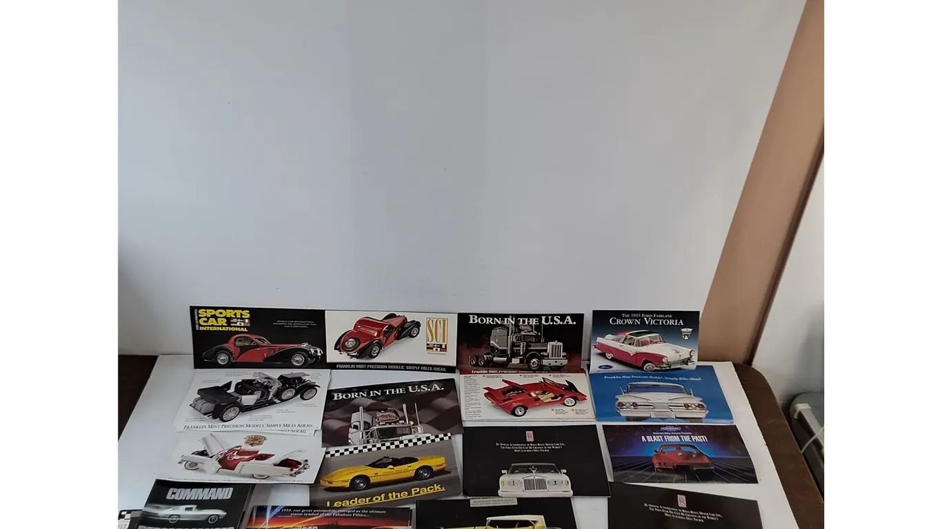 Assorted Promotional Posters And Ads For Scale Model Classic Cars, Mostly Franklin Mint