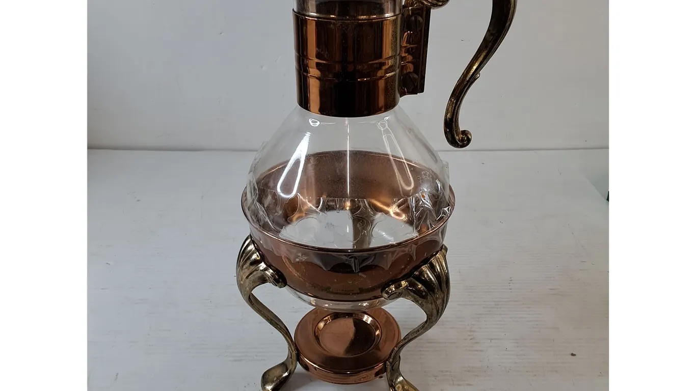 Princess House Copper & Brass Coffee/Tea Carafe with Warming Stand