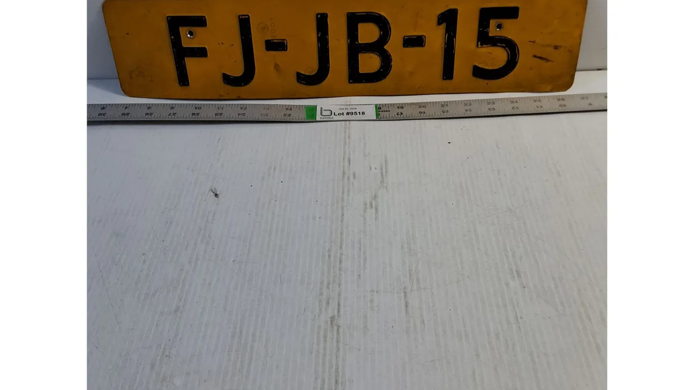 Vintage Yellow Dutch Vehicle License Plate from Netherlands